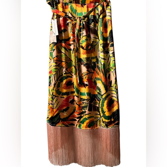 Cupcakes & Cashmere Macaw Leaves Tropical Fringe Skirt Size Small - Picture 6 of 8